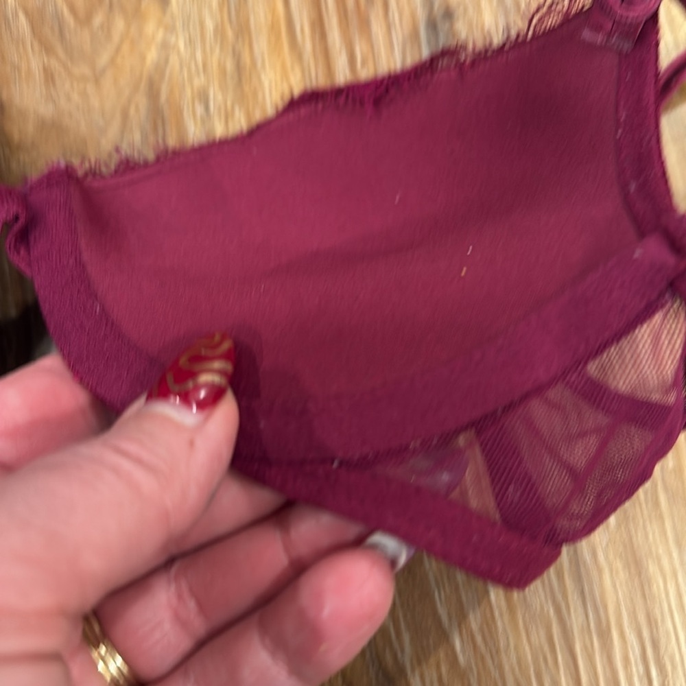 Victoria’s Secret Burgundy Sexy Plaid Lace Push Up Bra (Size: 34A) - Picture 7 of 13
